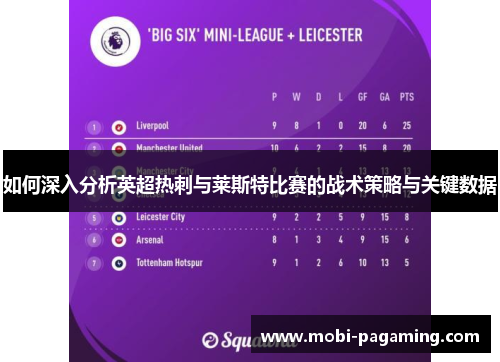 如何深入分析英超热刺与莱斯特比赛的战术策略与关键数据